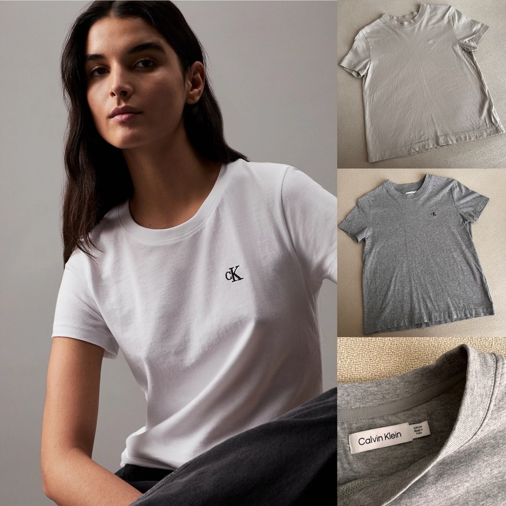 New Bundle Calvin Klein Classic T-Shirt Short Sleeve Gray Beige Small